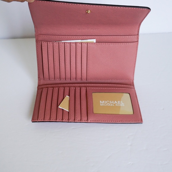 Michael Kors Jet Set LG Trifold Wallet Pink Rose - Picture 6 of 8